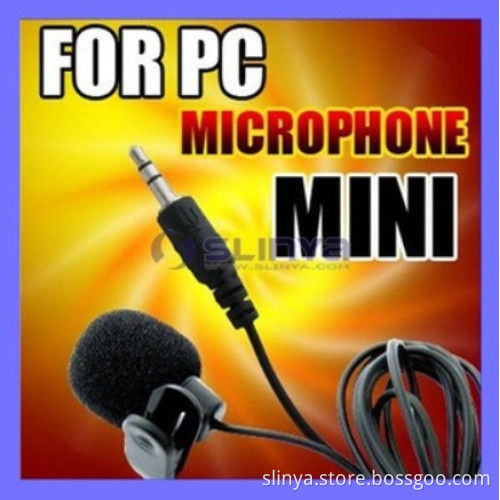 1.8m Mini 3.5mm PC Mobile Tie Clip Microphone for Laptop Computer Recorder